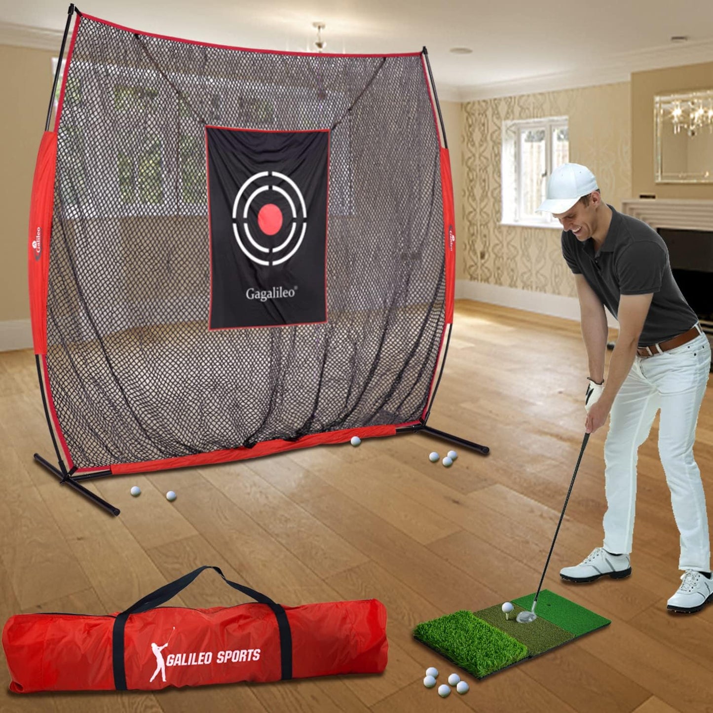 Golf Practice Net,Golf Net,Golf Nets for Backyard Driving,Golf Net for Indoor Use,Heavy Duty Golf Net with Target and Carry Bag,Easy to Assemble and Fold,7X8Ft Golf Net