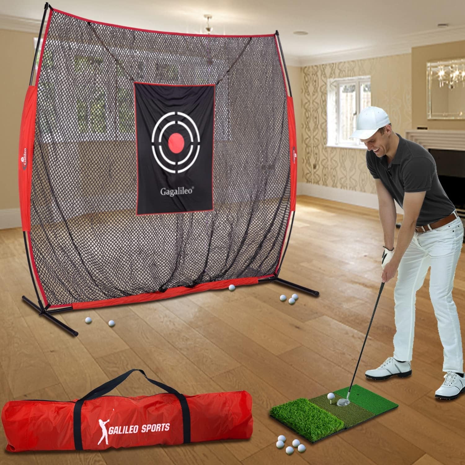 Golf Practice Net,Golf Net,Golf Nets for Backyard Driving,Golf Net for Indoor Use,Heavy Duty Golf Net with Target and Carry Bag,Easy to Assemble and Fold,7X8Ft Golf Net